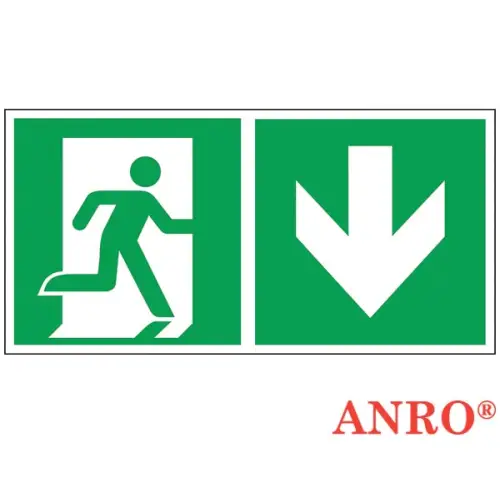 Znak ewakuacyjny „Kierunek do wyjścia w dół (za drzwiami) w prawo” 150 x 300 Z-E002-4 ANRO